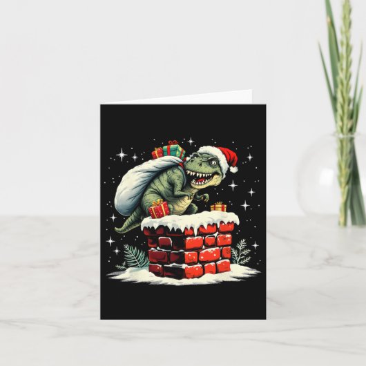 Dinosaurus Kerstman Kerstmis Kaart (Voorkant)