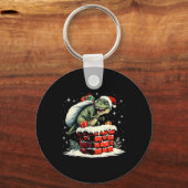 Dinosaurus Kerstman Kerstmis Sleutelhanger (Voorkant)