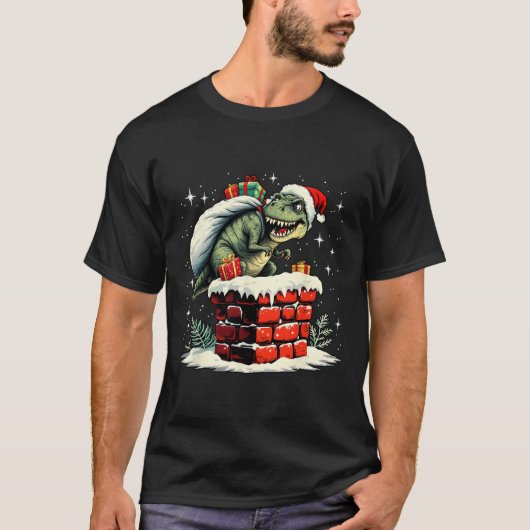 Dinosaurus Kerstman Kerstmis  T-shirt (Voorkant)