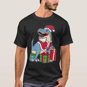 Dinosaurus Kerstman Trex Kerstmis Jongens Meisjes T-shirt