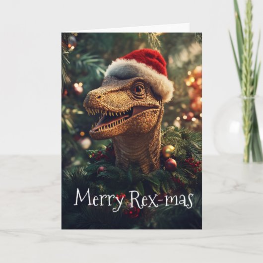 Dinosaurus Kerstman Tyrannosaurus Kaart (Voorkant)