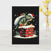 Dinosaurus Kerstman Xmas  Kaart (Gele Bloem)