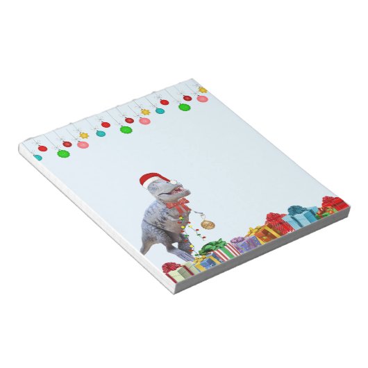 Dinosaurus Kerstmis 5 x 6 Notitieblok (Schuin)