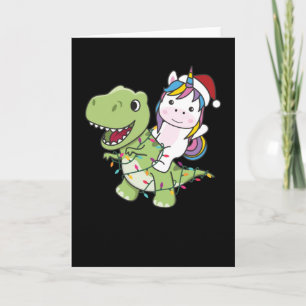 Dinosaurus Kerstmis Eenhoorn Winter T-Rex Dino Kaart