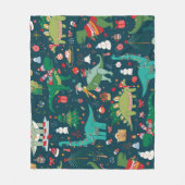 Dinosaurus Kerstmis: Gelukkig Nieuwjaar Fleece Deken (Voorkant)