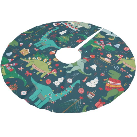 Dinosaurus Kerstmis: Gelukkig Nieuwjaar Kerstboom Rok (Gekanteld)