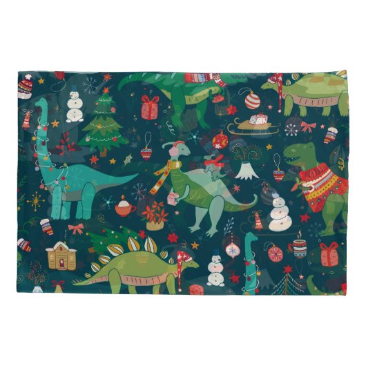 Dinosaurus Kerstmis: Gelukkig Nieuwjaar Kussensloop (Achterkant)
