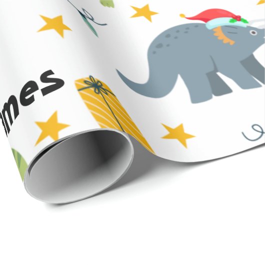 Dinosaurus Kerstmis Santa Hat Patroon & Aangepaste Cadeaupapier (Rol Hoek)