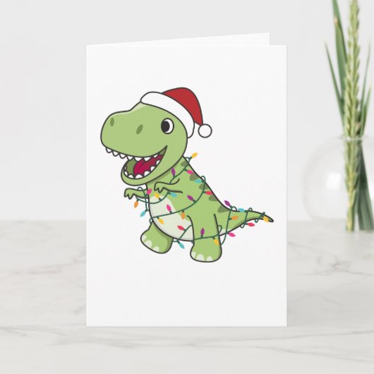 Dinosaurus Kerstmis Sneeuw Winter T-Rex Dino Kaart (Voorkant)