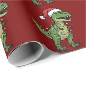 Dinosaurus Kerstverlichting Vakantiegroet Feesteli Cadeaupapier (Rol Hoek)
