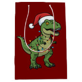 Dinosaurus Kerstverlichting Vakantiegroet Feesteli Medium Cadeauzakje (Voorkant)
