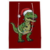 Dinosaurus Kerstverlichting Vakantiegroet Feesteli Medium Cadeauzakje (Achterkant)