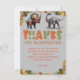 Dinosaurus Kids Verjaardag Dino Grijs Dank u Kaart
