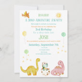 Dinosaurus Kinder 3e Verjaardag Kaart (Voorkant)