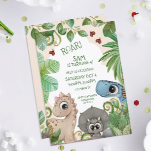 Dinosaurus Kinder 4e Verjaardag Kaart