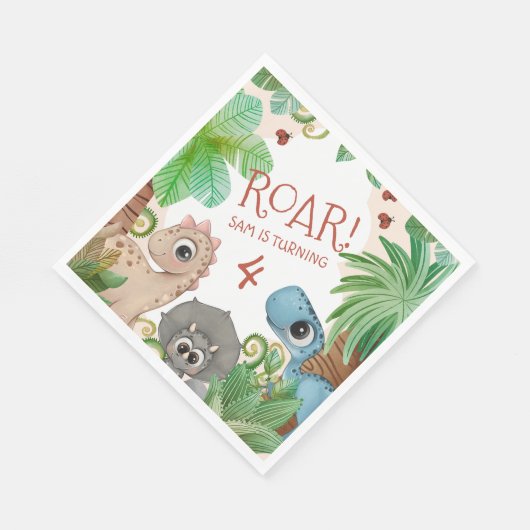 Dinosaurus Kinder 4e Verjaardag Servet (Hoek)