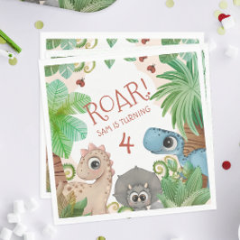 Dinosaurus Kinder 4e Verjaardag Servet