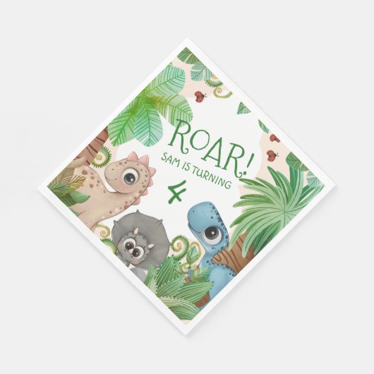 Dinosaurus Kinder 4e Verjaardag Servet (Hoek)