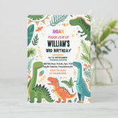 Dinosaurus kinder schattige jongens T drie 3 rex 3 Kaart (Staand voorkant)