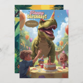 Dinosaurus kinder verjaardagskaart kaart (Voorkant / Achterkant)