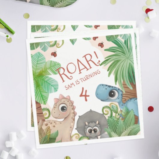 Dinosaurus Kinderen 4e Verjaardag Servet