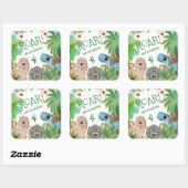 Dinosaurus Kinderen 4e Verjaardag Vierkante Sticker (Vel)