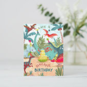 Dinosaurus kinderen dino-mite verjaardagskaart briefkaart (Staand voorkant)