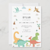 Dinosaurus Kinderen Verjaardagsfeest Uitnodiging (Voorkant)