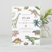Dinosaurus Kinderen Verjaardagsfeest Uitnodiging (Staand voorkant)