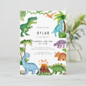 Dinosaurus Kinderen Verjaardagsfeest Uitnodiging (Staand voorkant)