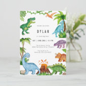 Dinosaurus Kinderen Verjaardagsfeest Uitnodiging (Staand voorkant)