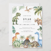 Dinosaurus Kinderen Verjaardagsfeest Uitnodiging (Voorkant)