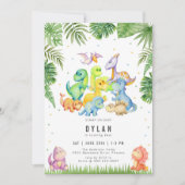 Dinosaurus Kinderen Verjaardagsfeest Uitnodiging (Voorkant)