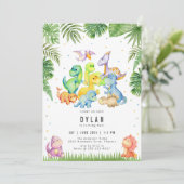 Dinosaurus Kinderen Verjaardagsfeest Uitnodiging (Staand voorkant)