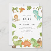 Dinosaurus Kinderen Verjaardagsfeest Uitnodiging (Voorkant)