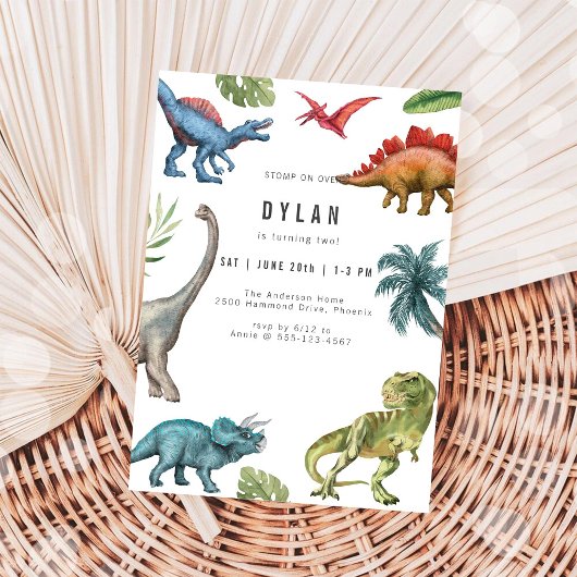 Dinosaurus Kinderen Verjaardagsfeest Uitnodiging