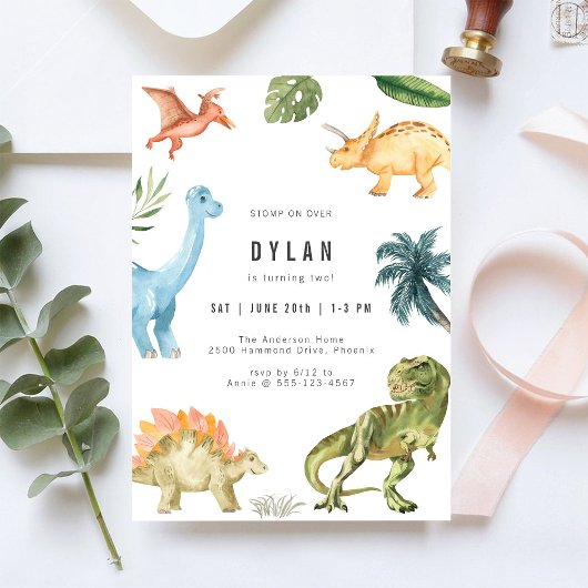 Dinosaurus Kinderen Verjaardagsfeest Uitnodiging