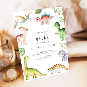 Dinosaurus Kinderen Verjaardagsfeest Uitnodiging