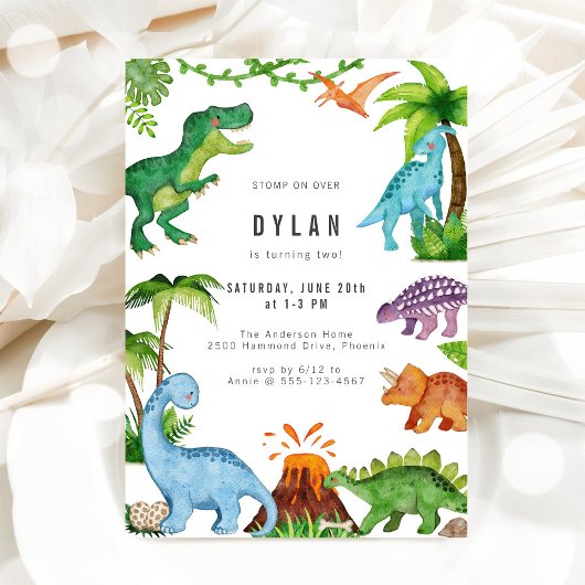 Dinosaurus Kinderen Verjaardagsfeest Uitnodiging