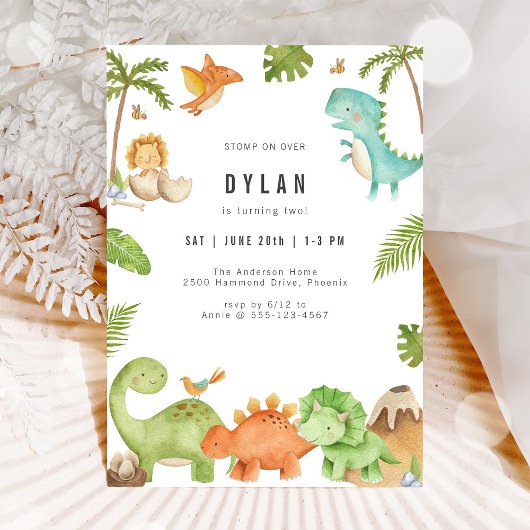 Dinosaurus Kinderen Verjaardagsfeest Uitnodiging