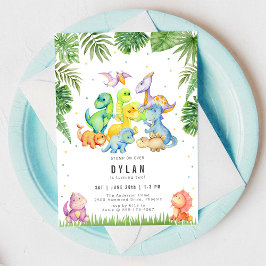 Dinosaurus Kinderen Verjaardagsfeest Uitnodiging