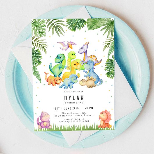 Dinosaurus Kinderen Verjaardagsfeest Uitnodiging