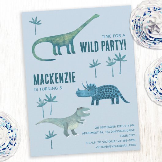 Dinosaurus Kinderen Verjaardagsfeest Uitnodiging