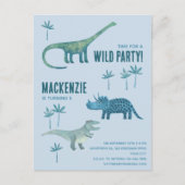 Dinosaurus Kinderen Verjaardagsfeest Uitnodiging (Voorkant)