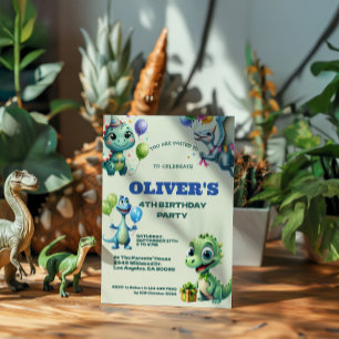 Dinosaurus Kinderen Verjaardagsfeestje Save The Date