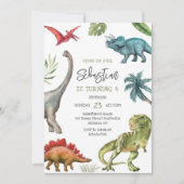 Dinosaurus Kinderen Verjaardagsuitnodiging Kaart (Voorkant)