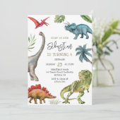 Dinosaurus Kinderen Verjaardagsuitnodiging Kaart (Staand voorkant)