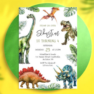 Dinosaurus Kinderen Verjaardagsuitnodiging Kaart