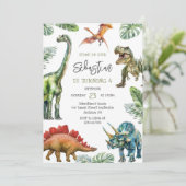 Dinosaurus Kinderen Verjaardagsuitnodiging Kaart (Staand voorkant)