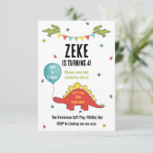 Dinosaurus Kinderfeest Uitnodiging (Staand voorkant)